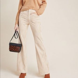 anthropologie striped flare pants high rise